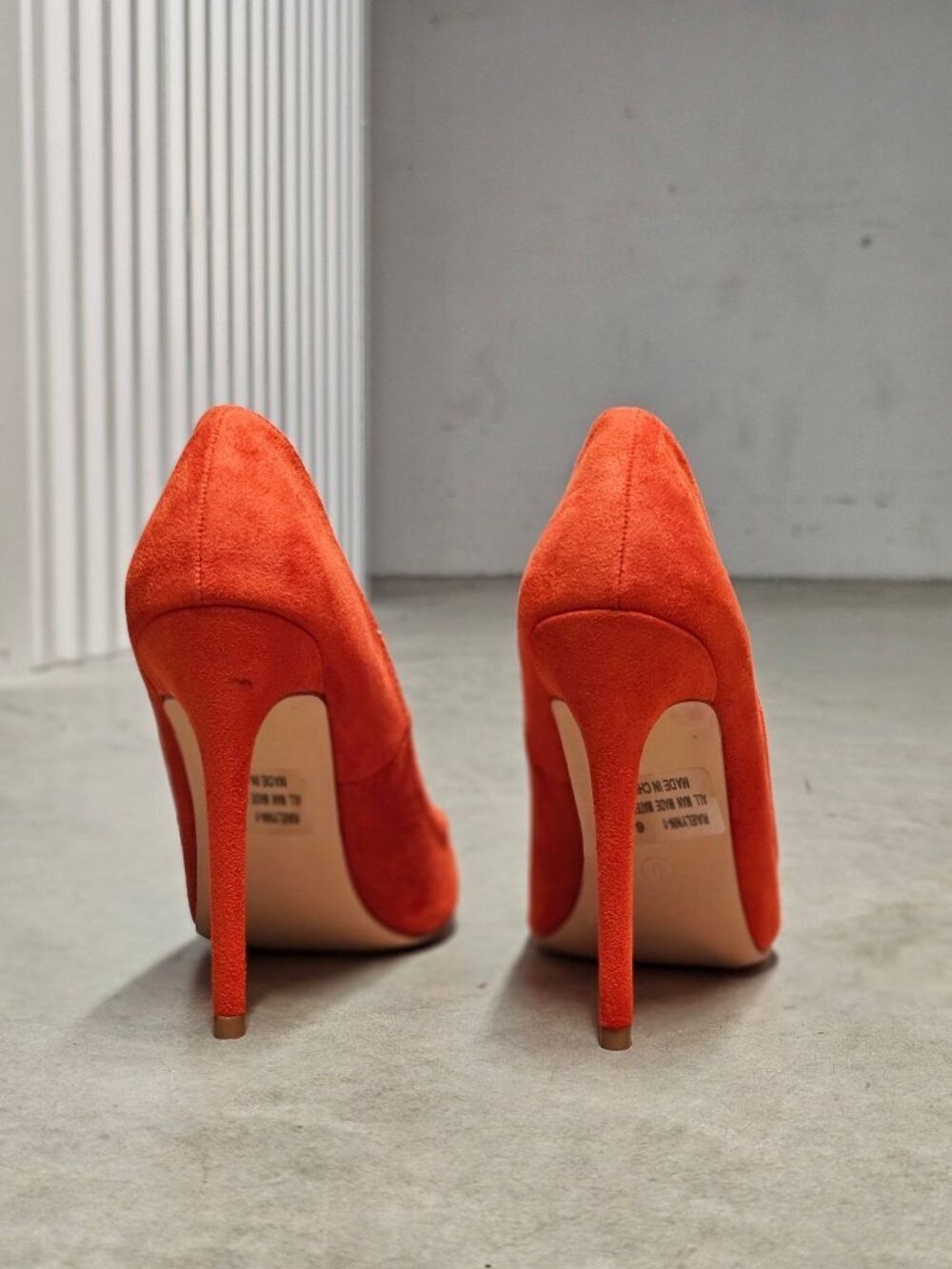 Orange Faux Suede Pointed-Toe Stiletto Heels Womens - Picture 8 of 14